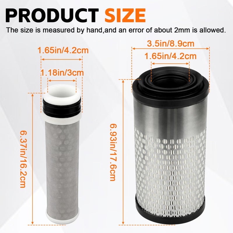 LOCOPOW 6C060-99410 6C060-99414 Air Filter with 32721-58242 Inner Filter for Kubota tractor B21 B2410 B2301 B2630 B2710 B3200 B3300 B7300 B7400 B7410 B7500 B7510 B2601 B2920 B2910 F2260 F3080 ZG227 - Image 2
